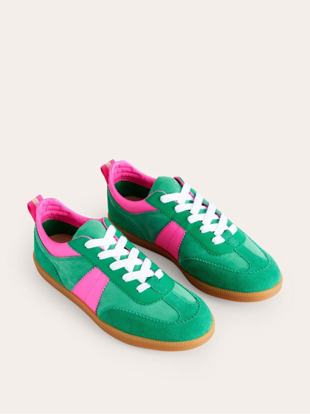 Boden Green and Pink Suede Sneakers